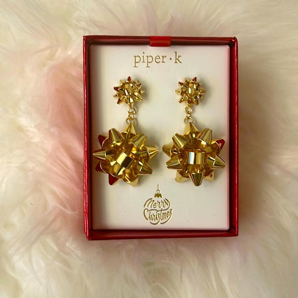 Piper K  Jewelry  Piper K Christmas Bow Gold Earrings  Poshmark